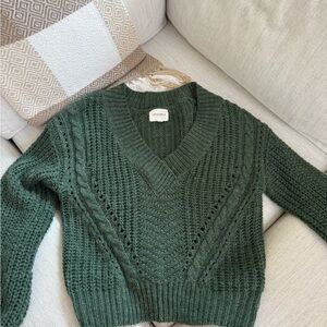 Cotton Candy LA Green V-Neck Sweater